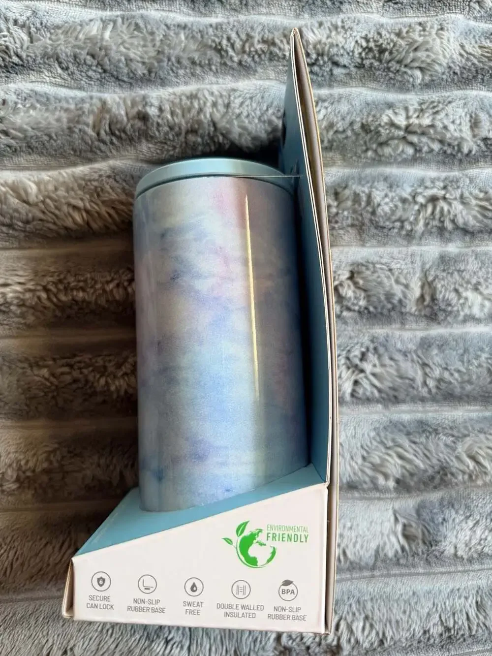 HydraPeak 12oz Slim Can Cooler in Blue Watercolor Tie-Dye